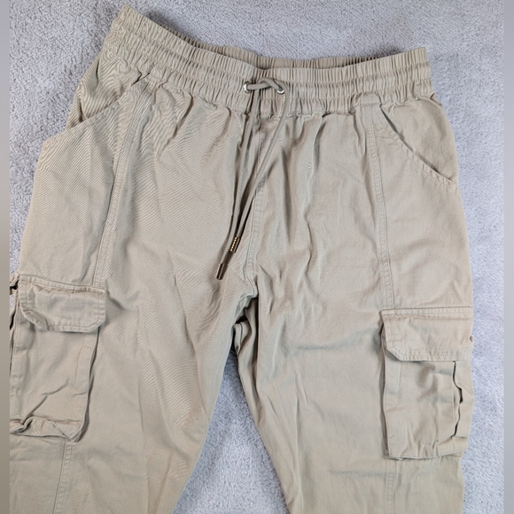 YoungLA Other - Youngla Cargo Joggers Mens Sz L Tan Tapered Drawstring Athleisure Gym